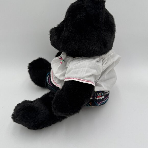 Vintage Build-A-Bear 1997 Black Teddy Bear Plush Doll Folk Outfit Embroidered - Picture 6 of 9